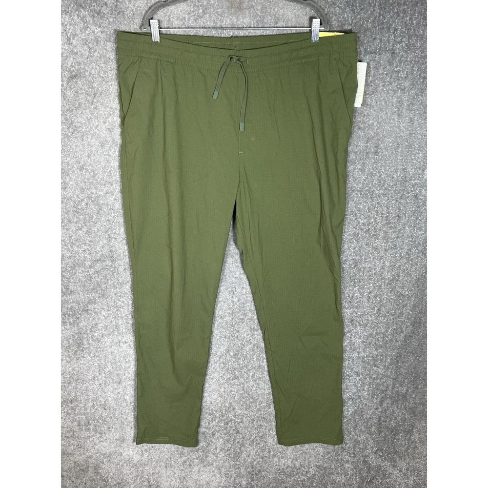All In Motion Ripstop Pants Mens Size XL Green Stretch Drawstring Pockets UPF50+